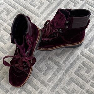 Brand New, Never worn! Sam Edelman cranberry velvet boots. 7.5